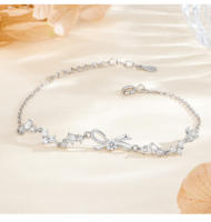 s925Loving Heart in Sterling Silver Zircon Bow Bracelet Female Diamond Niche Design Affordable Luxury Style All-Match - details 3