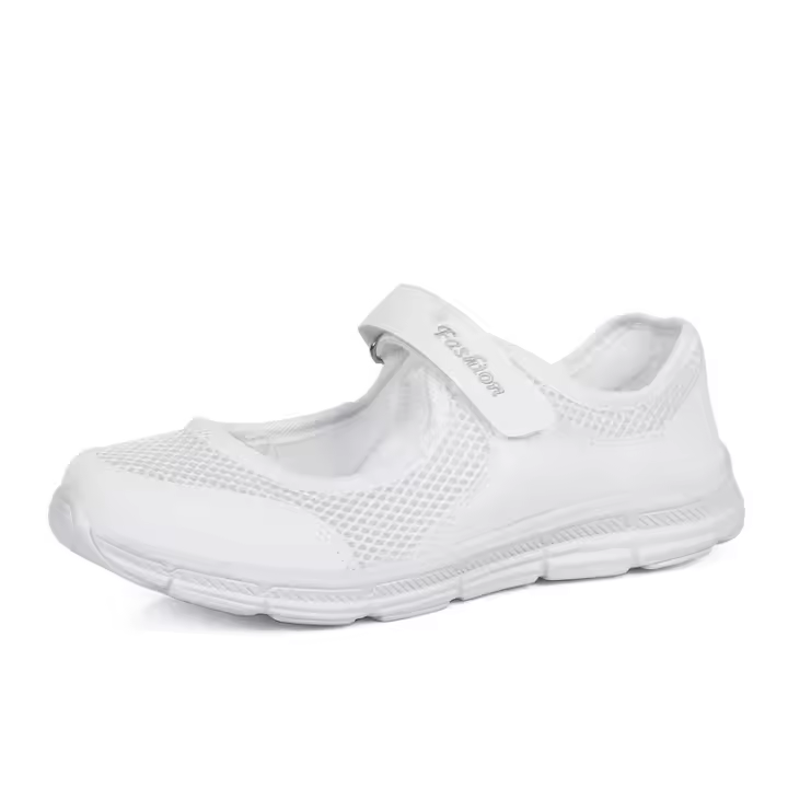 Zapatos deportivos informales de verano para mujer, suaves y ligeros, de fondo plano, transpirables, sin zapatos, blancos - 1