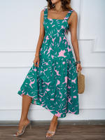 2025 Camisola de verano para mujer Vestido de falda acampanada con estampado floral informal para vacaciones - details 5