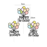 Globos de doble capa, adornos para tartas, adornos de papel de dibujos animados para magdalenas, decoración colorida para tartas de feliz cumpleaños, fiesta de boda - details 0
