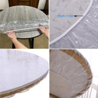 Mantel elástico redondo ajustado de PVC, cubierta protectora transparente impermeable a prueba de aceite para mesa de comedor, manteles para el hogar - details 7