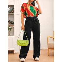 Pantalones de cintura alta y pierna ancha para mujer, pantalones holgados de calidad con cordón, primavera y otoño - details 7