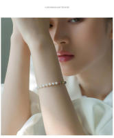 Pulsera de plata de ley versátil y sencilla con perlas de turmalina Natural, estilo INS, regalo para mujer, novia o mejor amiga - details 2
