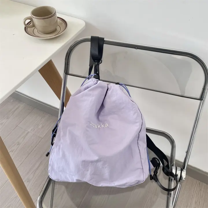 Mochila con cordón de nailon de estilo coreano, bolso deportivo ligero de nailon de Color fresco, bolso de viaje al aire libre dulce Harajuku - 1