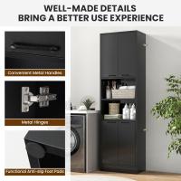 Aparador de Cocina con 2 Armarios con Puertas y Estantes Abiertos, Armario Alto de 6 Niveles con Dispositivo Antivuelco, Mueble de Almacenamiento para Salón, 56 x 30 x 190 cm (Blanco) - details 12