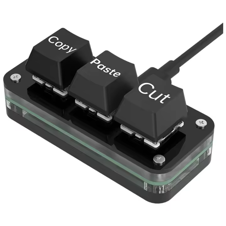 Mini teclado de programación Macro de 3 teclas para Photoshop Gaming Hotswap, teclado de programación, pasta de copia, Macropad, negro, tipo A - 1