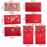 Sobres rojos chinos con grabado láser, paquete rojo hueco Rectangular en relieve, matrimonio tridimensional de HongBao, 6 uds. - details 0