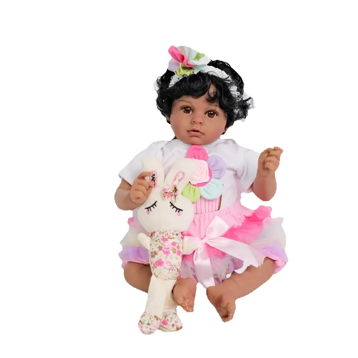 Muñeca de Silicona Suave Ariaana Bebé Recién Nacido de Piel Oscura Realista - 1