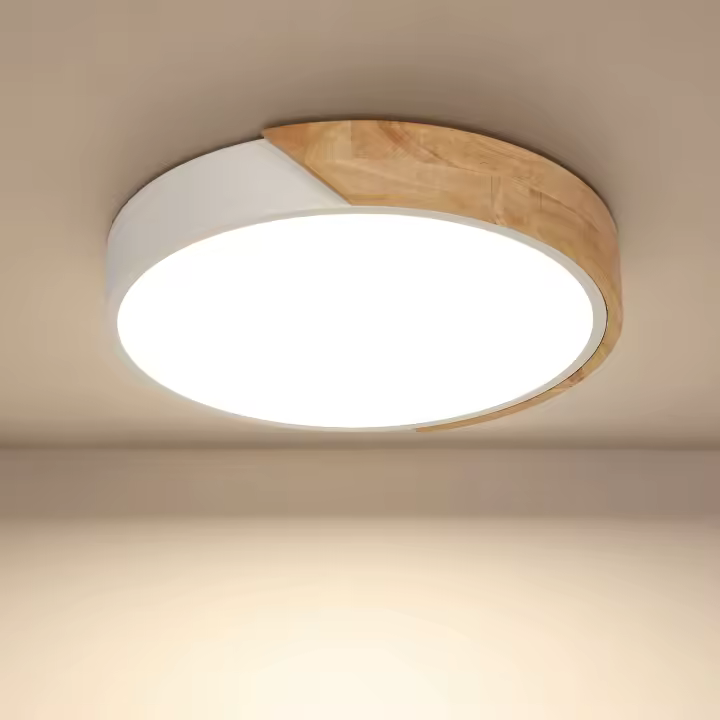Plafón LED Redondo para Techo, 30W, GOECO, Madera y PVC, Iluminación Interior Moderna para Sala de estar, Dormitorio, Comedor - 1