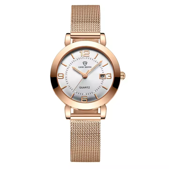 Reloj de lujo para mujer, correa de acero inoxidable, calendario luminoso, resistente al agua, relojes elegantes de moda para mujer - 1