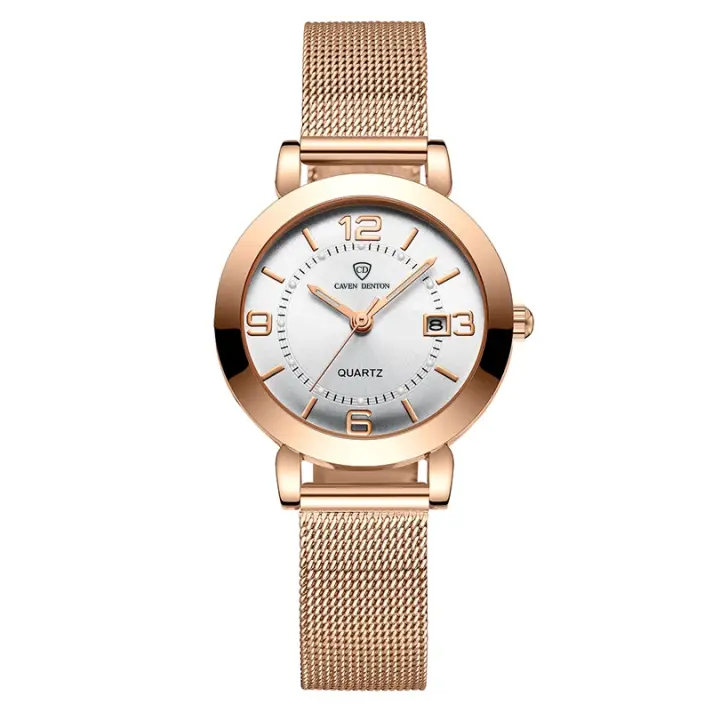 Reloj de lujo para mujer, correa de acero inoxidable, calendario luminoso, resistente al agua, relojes elegantes de moda para mujer - 1