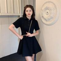 Elegante Vestido Cheongsam para Mujer Veraniega Falda Corta Estilo Chino Mejorado - details 1
