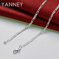 Collar de cadena Figaro para mujeres y hombres, joyería de plata, 4 mm, 16-30 pulgadas - details 4