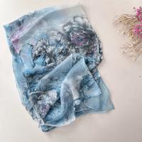 mujer bufanda de gasa Georgette loro Rosa Bandana protector solar playa verano Mantón largo 50*160CM - details 8