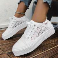 Zapatillas de plataforma de encaje para mujer, zapatos de Skate ahuecados con punta redonda, informales, para caminar - details 4