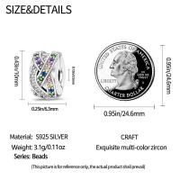 Encanto de Hebilla de Seguridad en Color Plata Esterlina S925 100% Real para Mujeres Joyería Fina de Cumpleaños Ajuste a Pulsera Original de 3mm Material Natalicio: Piedra ZIRCON - details 11