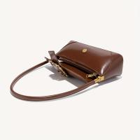 Bolso baguette retro vintage para mujer: elegante bolso de hombro marrón con correa de cadena en tono dorado, cierre magnético y forro de poliéster para uso diario, bolso novedoso - details 7
