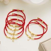 Pulsera de Corazón Inicial A-Z de Acero Inoxidable Color Oro Joyería de Encanto de Cuerda Ajustable de Rojo de la Suerte para Mujeres Regalo de Joyería - details 1