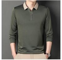 Nueva camisa Polo de manga larga para hombre, ropa deportiva informal de negocios, moda clásica de Color sólido, Top básico con cuello en V de marca para hombre - details 1