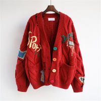 Cárdigan de punto cálido para mujer, chaqueta bordada con bolsillos, abrigo holgado, otoño e invierno, 2023 - details 16