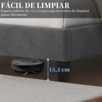 Tapizado en terciopelo Cama de matrimonio con cabecera ajustable en altura Marco de cama Soporte con listones de madera 160 × 200 cm Beige - details 31
