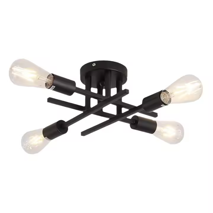 Lámpara de Techo Vintage de 4 Luces Estilo Industrial Moderno con Base de Metal E27 - 1