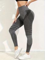 Protectores de piernas deportivos de secado rápido y estiramiento alto, pantalones de yoga sin costuras con cintura alta y levantamiento de cadera - details 4