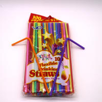 Pajitas de plástico flexibles para beber, accesorios desechables a rayas, multicolor, arcoíris, para Bar y fiesta, 100-1500 piezas - details 8