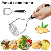 Exprimidor de cocina para hacer patatas, machacador de patatas de acero inoxidable, triturador de verduras, mango negro - details 0