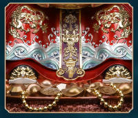 Estatua de resina de Buda del Este de Fusheng, nueva decoración de atracción, silla de dragón de cinco rutas, cuenco del tesoro, dios de la riqueza - details 6