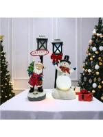 Adorno de Papá Noel, muñeco de nieve luminoso, artesanía de resina, ambiente navideño de escritorio, nuevo - details 14