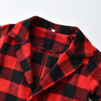 Conjunto de tres piezas para niños: blazer a cuadros, vestido tipo cárdigan de algodón de manga larga y pantalones con tirantes. - details 6