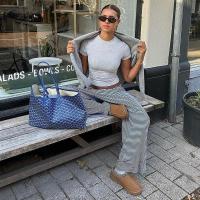 Pantalones de punto de pierna ancha a rayas con cintura elástica para mujer, novedad en la moda 2025 - details 27