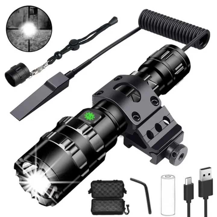 Linterna táctica Power L2, luz intermitente potente, carga USB, luz blanca - 1
