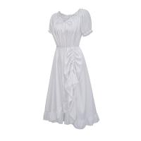 Nuevo vestido irregular retro europeo y americano, vestido con cordón medieval victoriano de manga corta con cuello de una palabra - details 11