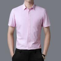 Camisa de manga corta informal de negocios para hombre, color sólido, resistente, sin arrugas, top multifuncional cómodo para todas las estaciones, nuevo - details 4
