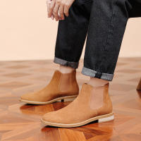 Nuevas botas Chelsea, botines cortos de piel abatible, botas de gamuza de vaca de cuero genuino para hombres - details 13