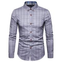 Camisa de algodón para hombre, camisa de manga larga a cuadros, informal, de negocios, ajustada, para oficina, 1311 - details 15