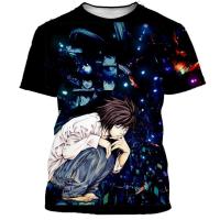 Camiseta con estampado 3D de Anime japonés Death Note para hombre, camiseta informal de talla grande con movimiento Haruku Street Hip Hop, transpirable de secado rápido - details 5