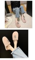 Zapatillas de algodón peludas para mujer, calzado cálido para el hogar, zapatillas de diamantes brillantes, zapatos planos de moda para exteriores, otoño e invierno, nuevo - details 5
