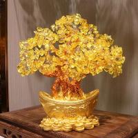 Árbol de Fortuna de Cristal Adorno de Oro Chino en Mesa Decoración Luminosa para Hogar y Oficina - details 3