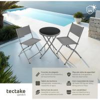 Conjunto Muebles Jardín Exterior 3 Piezas con Estructura de Acero, Mesa y Sillas Terraza Resistentes a Intemperie, Topes en Patas, Tela de Secado Rápido, Asas para Fácil Transporte - Negro - details 12