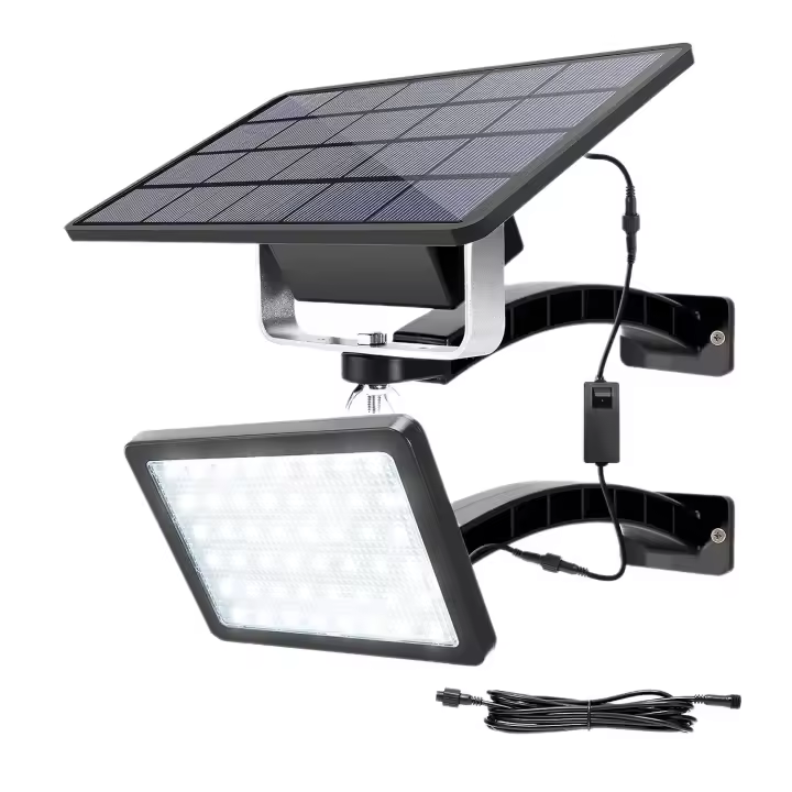 LED Aplique de Pared Exterior Solar GOECO, 48LED IP54 PVC, 6500K Luz Blanca Fría, Con Sensor de Movimiento, Iluminación Exterior para Jardín, Patio, 19,7*11,7 CM - 1