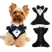 Esmoquin de poliéster para perro, arnés transpirable con correa en el pecho, traje con cuerda de tracción, pajarita para perros y gatos - details 5