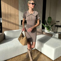 Suéter A-Línea de Cintura de Cable Tres Dimensiones Manga Corta, Ajuste Delgado, Moda Casual para Mujeres - details 17