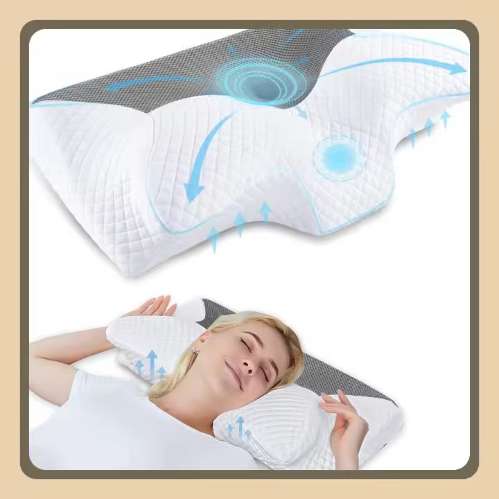 Almohada Cervical de Espuma Viscoelastica, Almohada Ortopedica para Soporte de Cuello, Almohadas Ergonómico para Dormir de Lado y Boca Arriba, Gris - 1