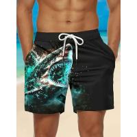 Traje de Baño Hawaiiano con Estampado de Tiburón 3D Pantalones Cortos Deportivos de Secado Rápido para Hombres Moda Casual de Playa - details 3
