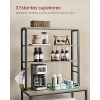EstanterÍa de Cocina, EstanterÍa de PanaderÍa, 6 Estantes y 6 Ganchos, para Microondas, Marco de Acero, Industrial, 40 x 80 x 167 cm, MarrÓn RÚstico y Negro - details 67