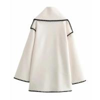 Chaqueta elegante suelta de media temporada para mujer, cuello con bufanda en zigzag, ropa de moda, otoño e invierno, 2024 - details 4