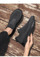 Zapatos para correr para hombre, zapatillas de deporte con calcetines tejidos, zapatos planos sin cordones para primavera y verano, mocasines de talla grande para hombre, zapatos planos deportivos de tenis - details 13